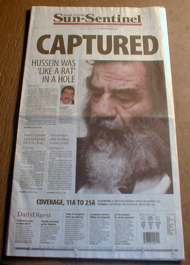 saddam hussein capture newspaper saddam hussein capture newspaper