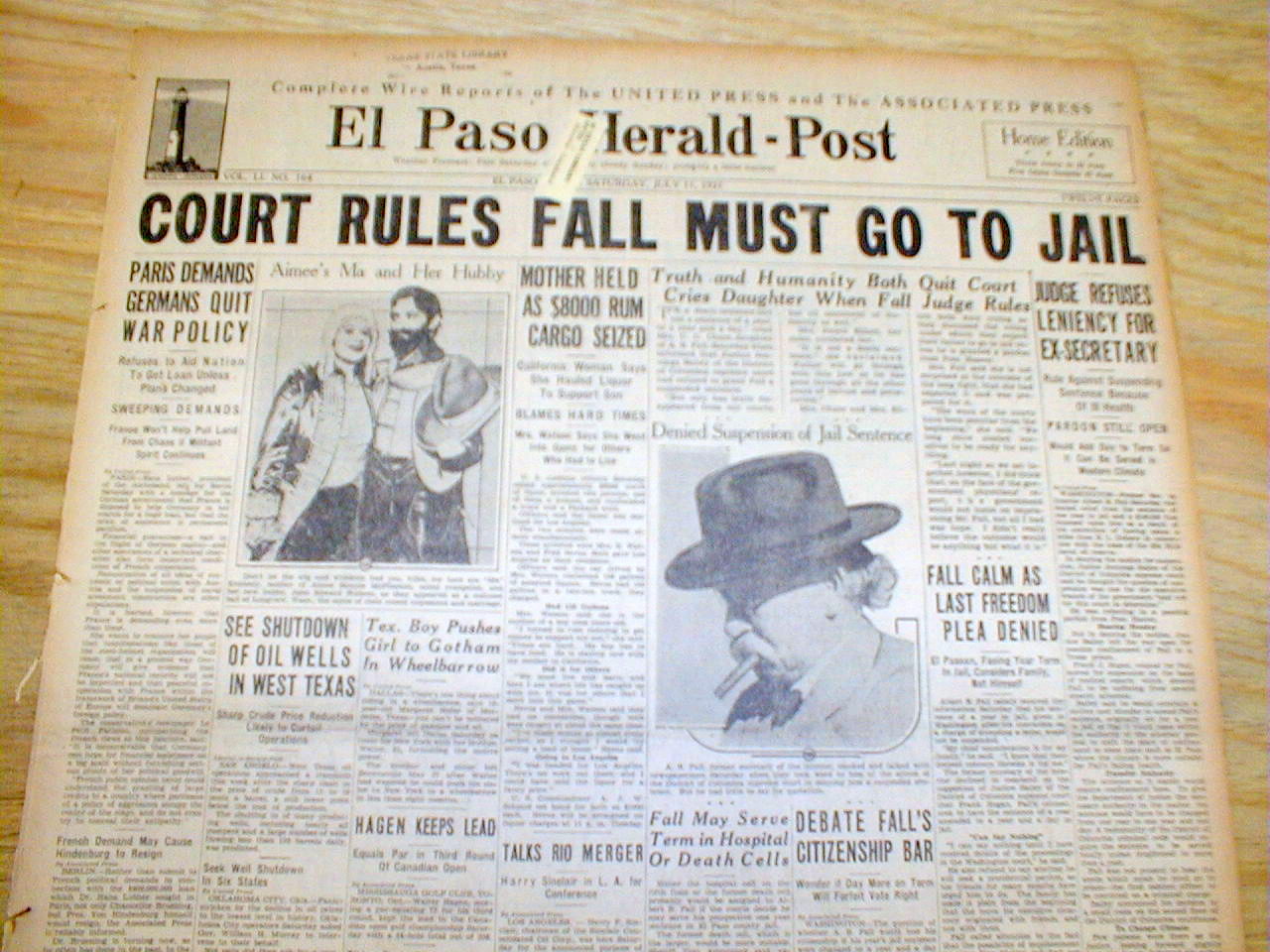 BEST1931 headlline display newspaper TEAPOT DOME POLITICAL SCANDAL