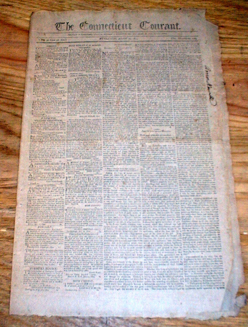 Original 1804 HARTFORD CONNECTICUT COURANT newspaper Oldest still