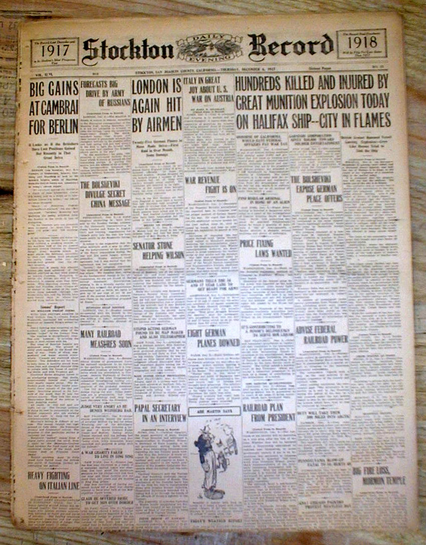 2 1917 newspapers HALIFAX EXPLOSION DISASTER Nova Scotia CANADA Largest