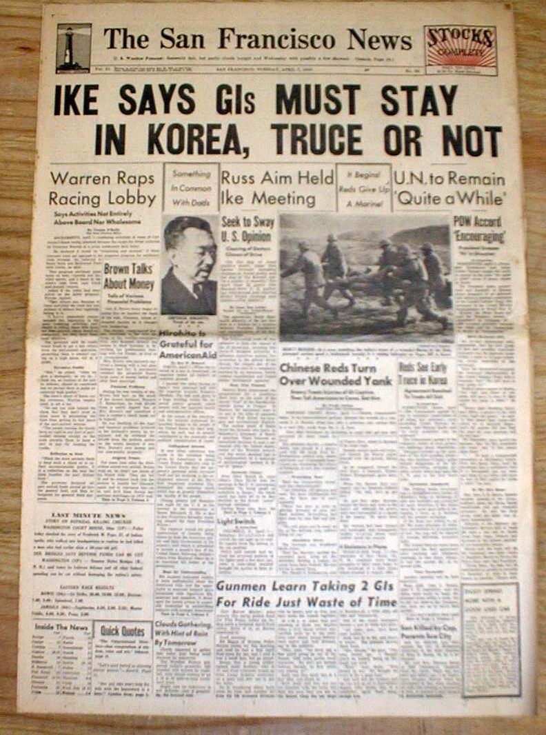 7 1953 headline display newspapers END of KOREAN WAR between NORTH