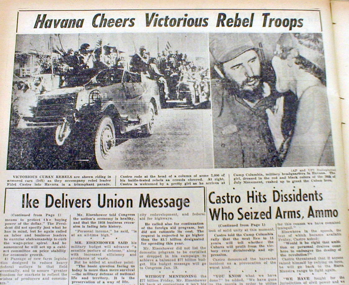 5 1959 newspapers FIDEL CASTRO WINS CUBA REVOLUTION & begins to EXECUTE