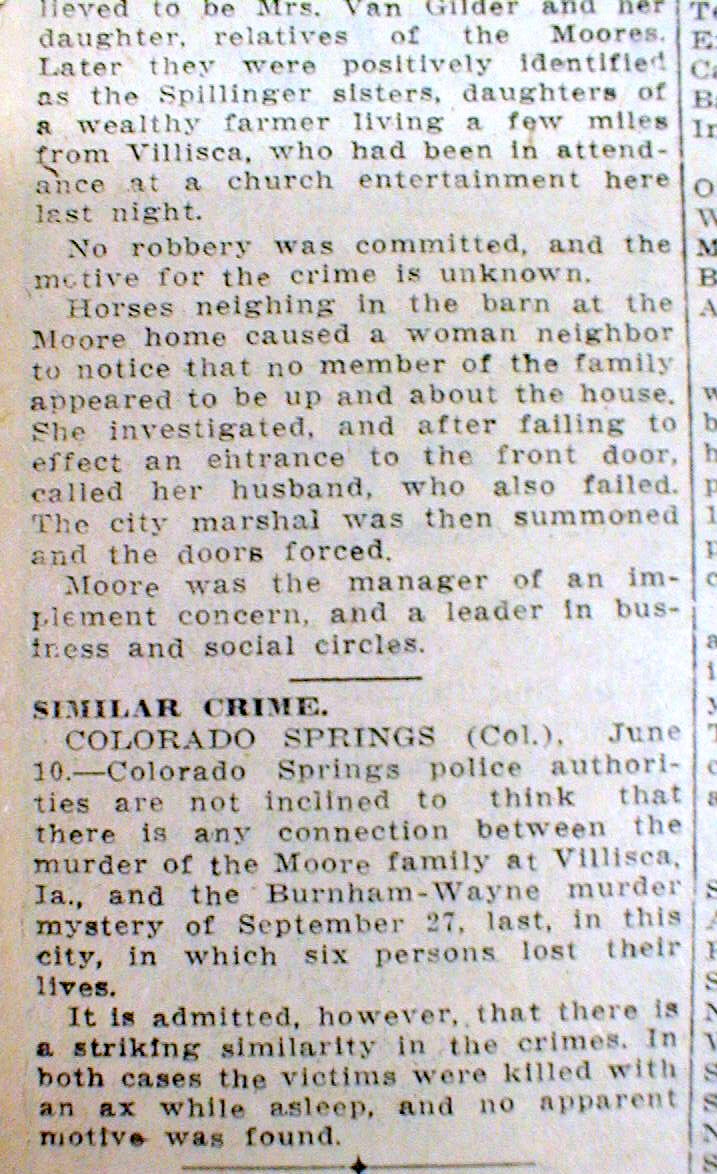 1912 newspaper VILLISCA AXE MURDERS in Iowa Killer hacks 8 persons MOORE FAMILY eBay