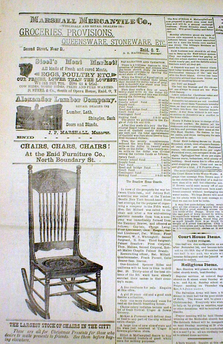 Rare original 1895 newspaper ENID DAILY NEWS Garfield County OKLAHOMA