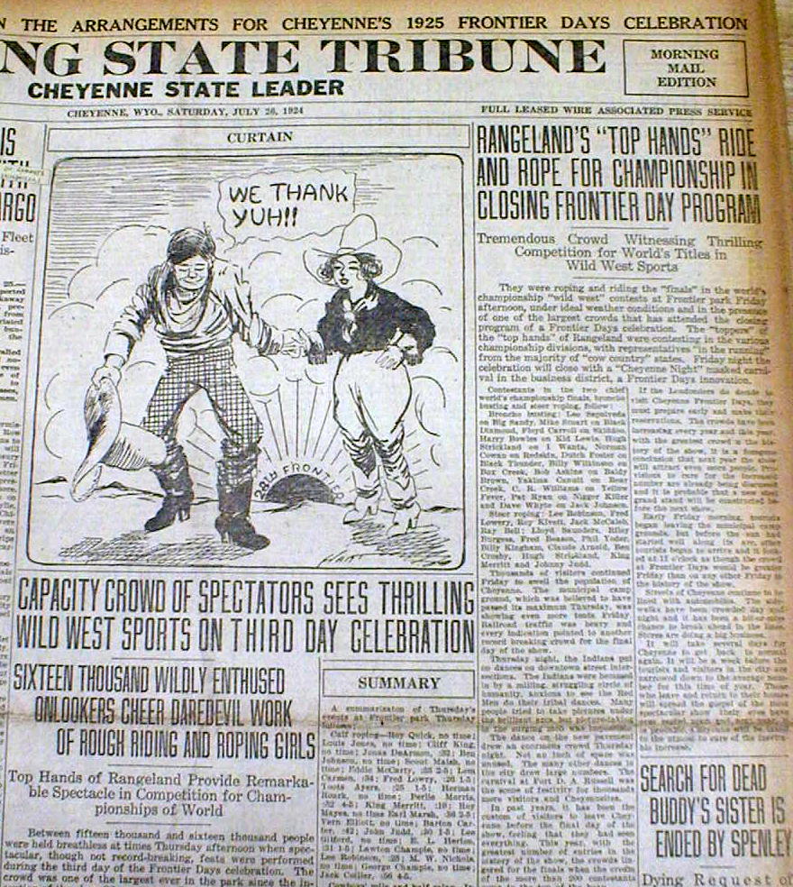 9 BEST 1924 Cheyenne WYOMING newspapers w LOCAL coverage of FRONTIER