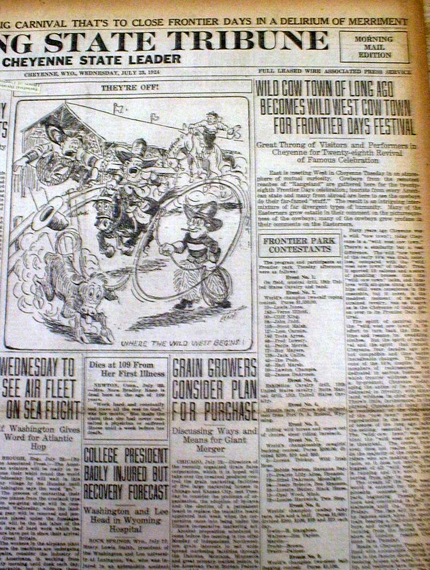 9 BEST 1924 Cheyenne WYOMING newspapers w LOCAL coverage of FRONTIER