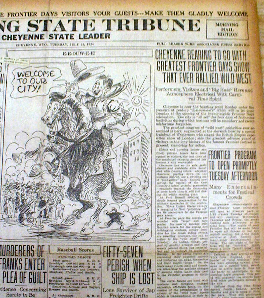 9 BEST 1924 Cheyenne WYOMING newspapers w LOCAL coverage of FRONTIER