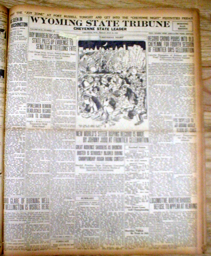 9 BEST 1924 Cheyenne WYOMING newspapers w LOCAL coverage of FRONTIER