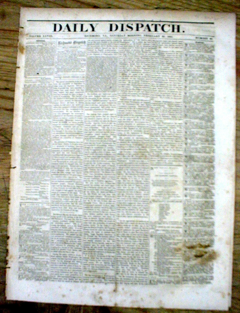 1865 Confederate Civil War newspaper CHARLESTON CAPTURED by UNION South