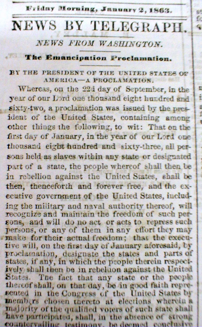 Essays on the emancipation proclamation by abraham lincoln