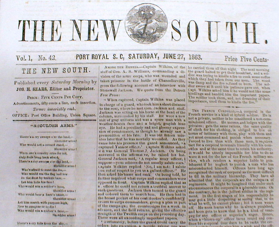 rare 1863 port royal south carolina civil war newspaper civil war newspaper template