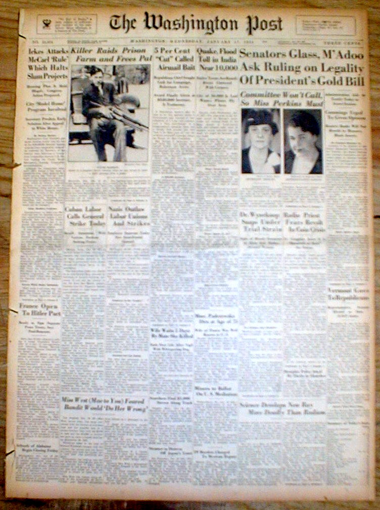 BEST 1934 display newspaper w photo BONNIE & CLYDE Eastham TEXAS