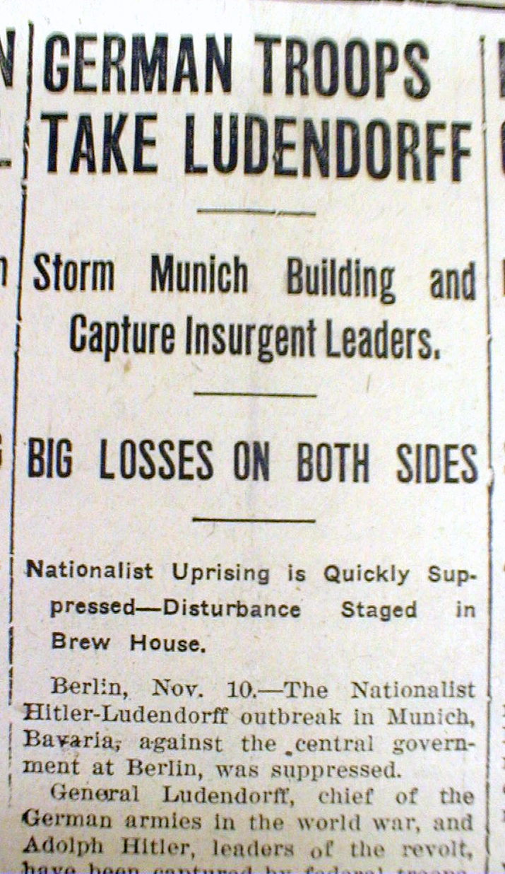 1923 Newspaper Adolph Hitler Attempts Revolt Beer Hall Putsch IN Munich