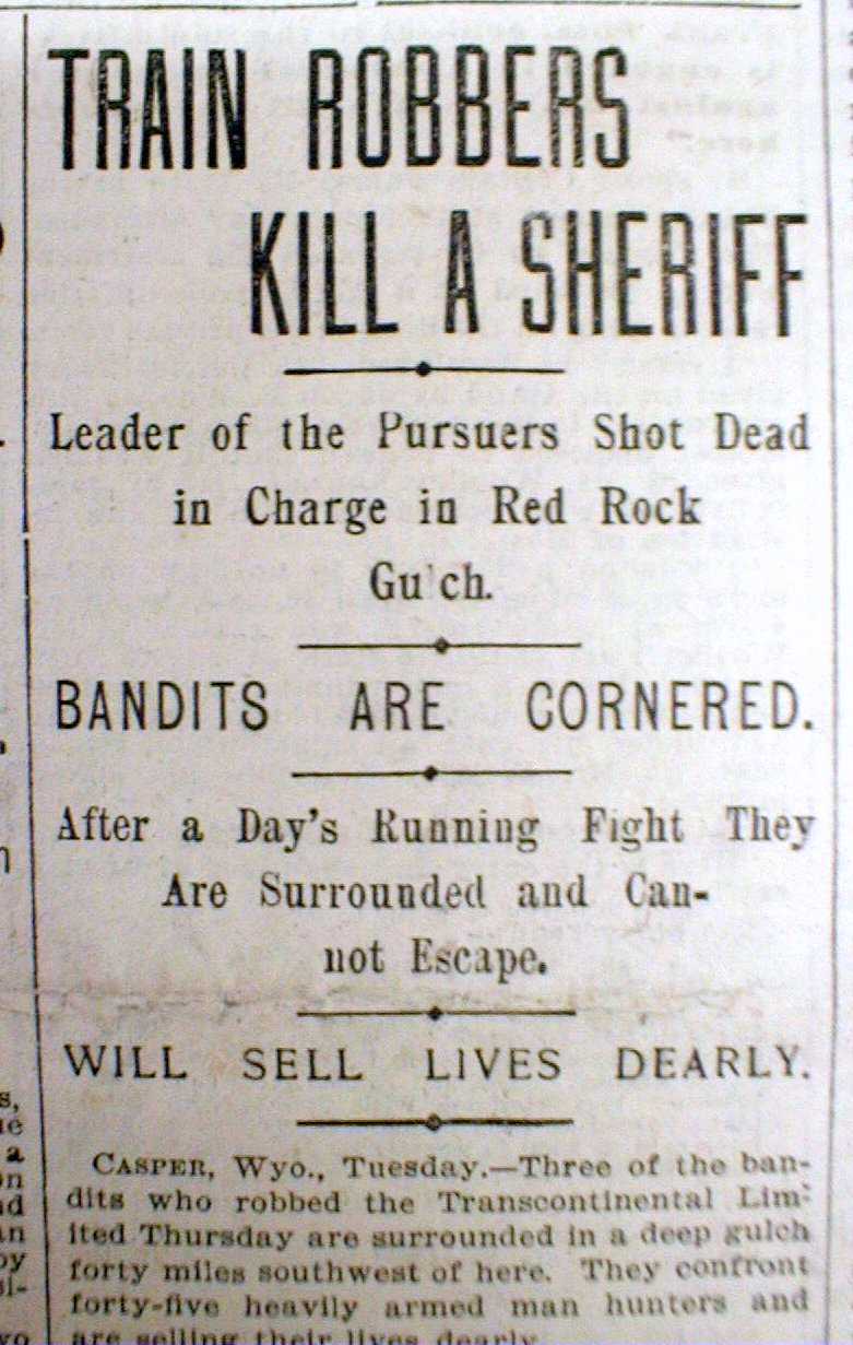 1899 Newspaper Butch Cassidy Sundance KID Wild Bunch ROB Wilcox Wyoming