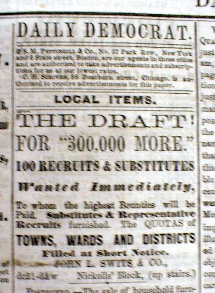 Oreiginal 1865 Davenport Daily Democrat IOWA newspaper w CIVIL WAR