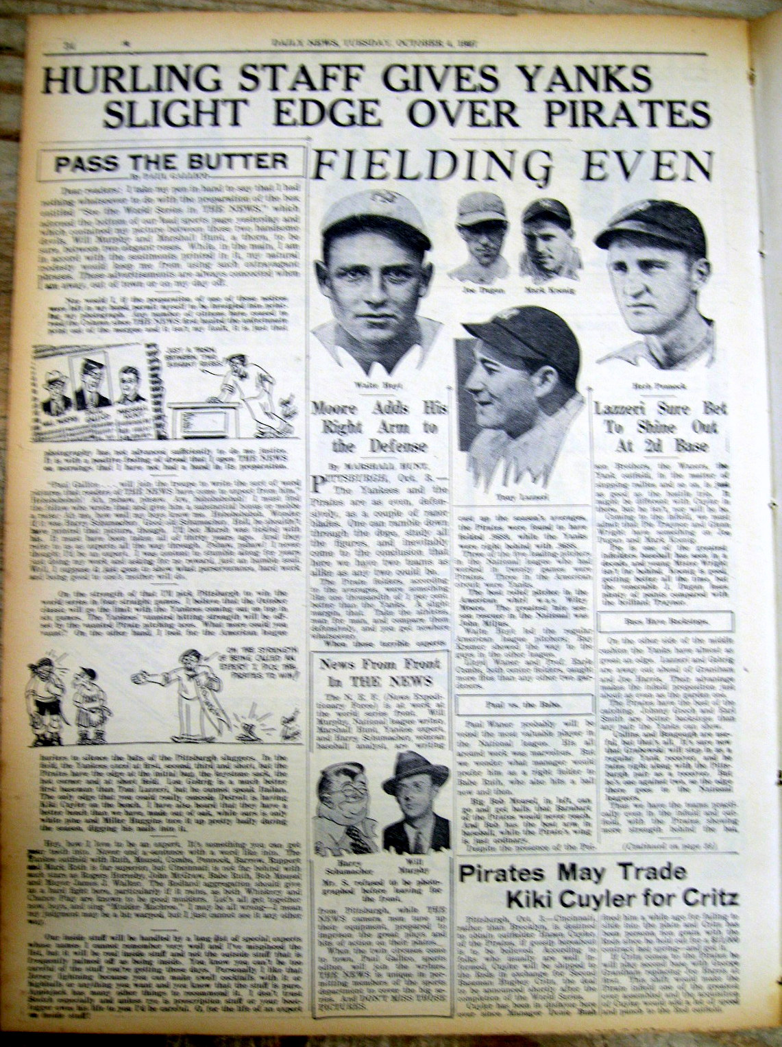 1927 NY Daily News newspaper Preview of YANKEES in Baseball WORLD