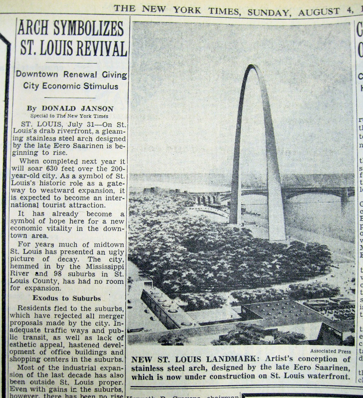1963 Newspaper ST LOUIS Missouri GATEWAY ARCH CONSTRUCTION beginCONCEPT DRAWING