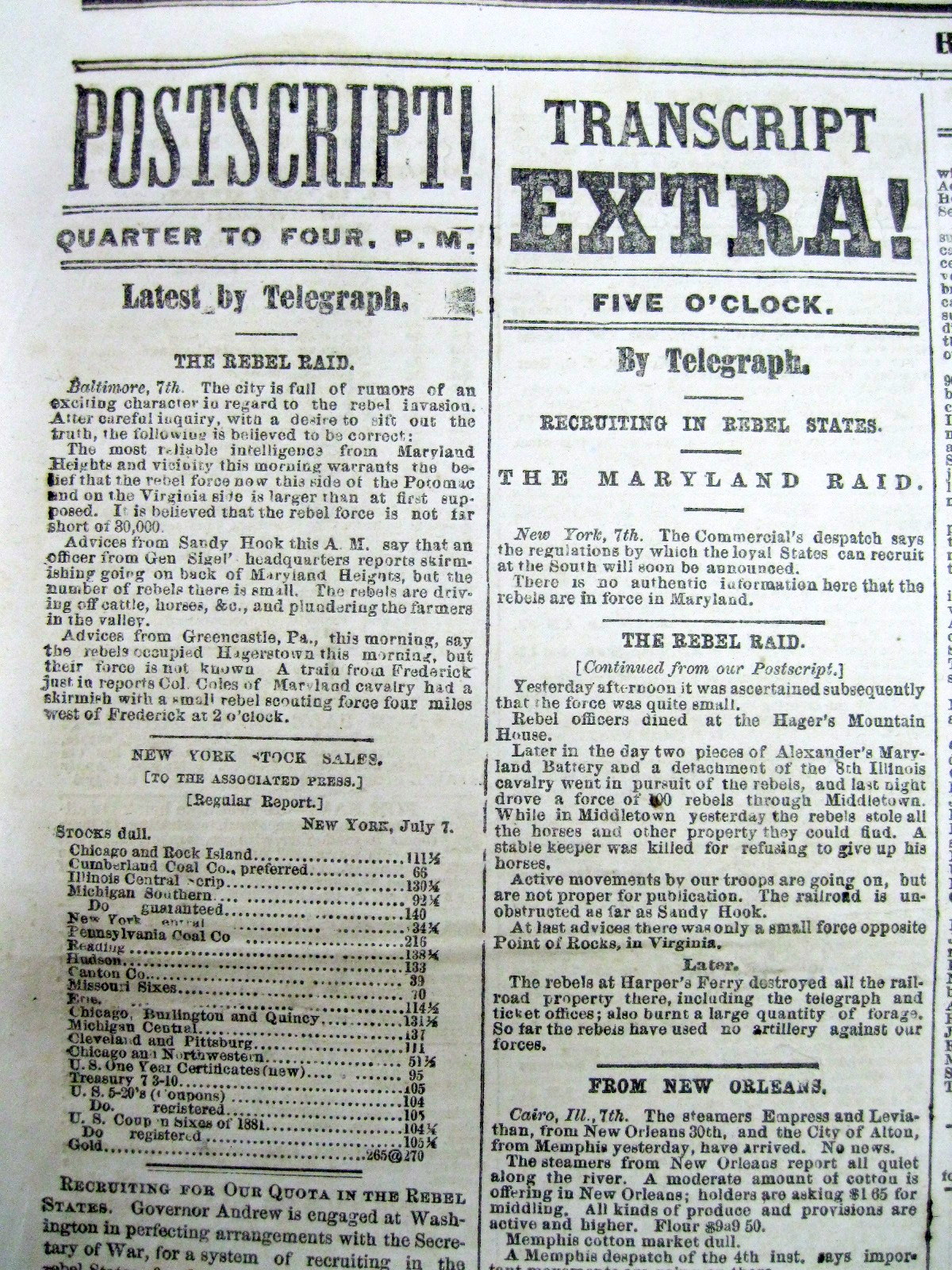 1864 Civil War newspaper Confederate GENERAL JUBAL EARLY raid on ...