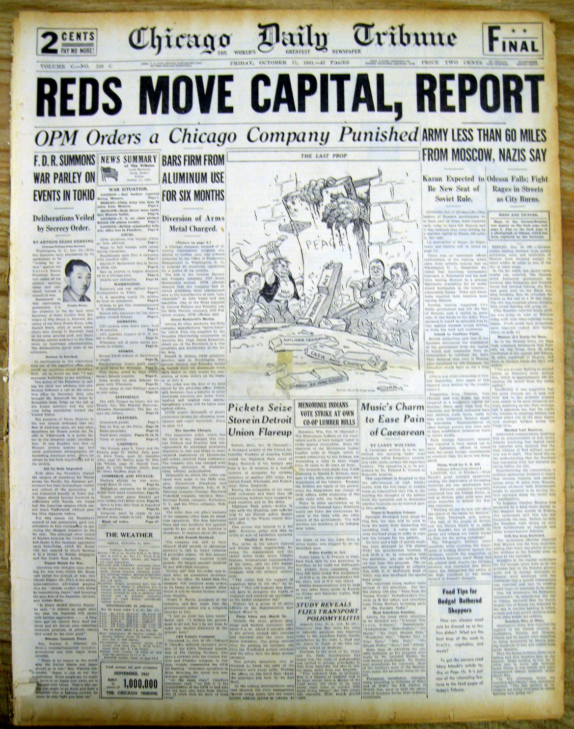 3 1941 WW II hdl newspapers BATTLE OF MOSCOW Russia BEGINS German