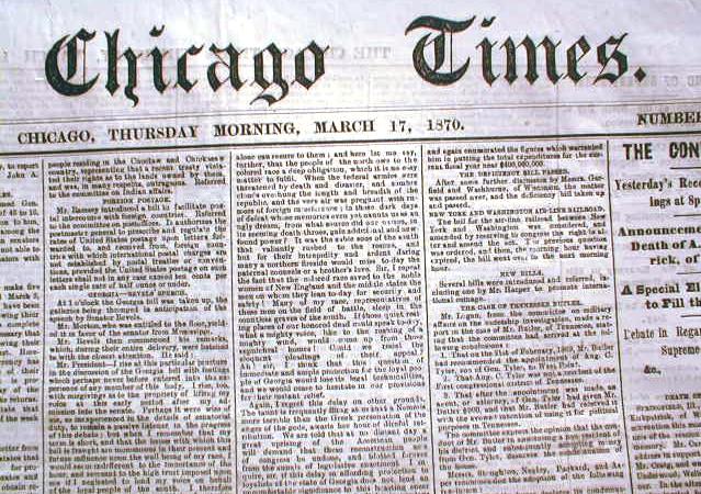 Rare 1870 CHICAGO TIMES newspaper PRE FIRE imprint ! | eBay
