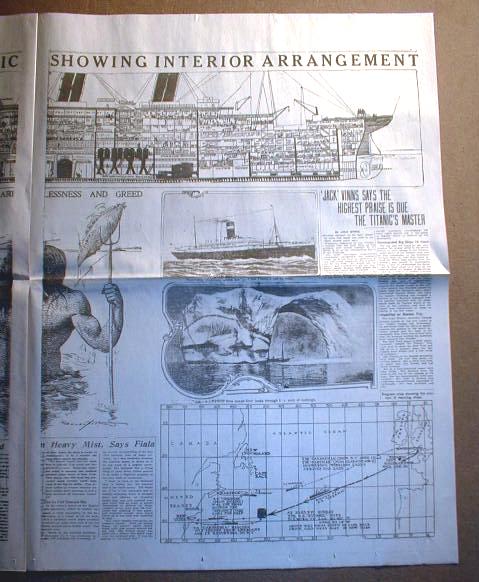 1912 Newspaper Titanic Sinks W Big Headline Photo On